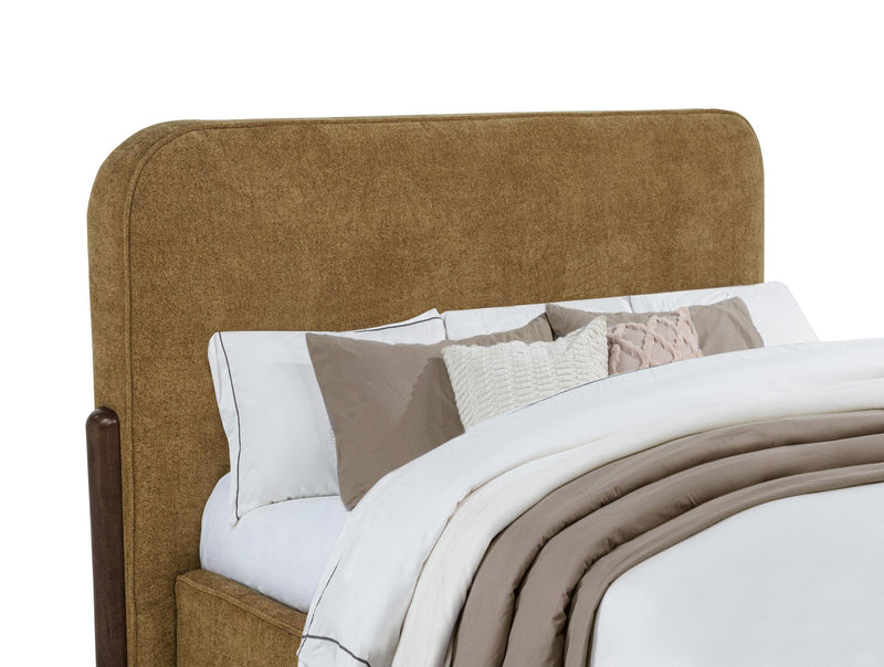 Baldacci Upholstered Queen Platform Bed Curry and Walnut - 315954Q