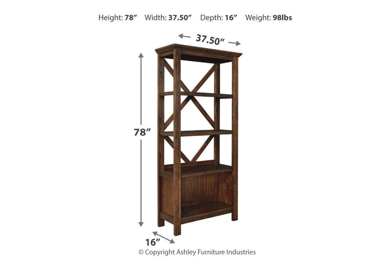 Baldridge Rustic Brown 75" Bookcase - Gate FurnitureBookcases