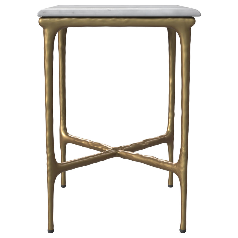 Baldwin Rectangular Marble Top Side Table White and Gold - 930091