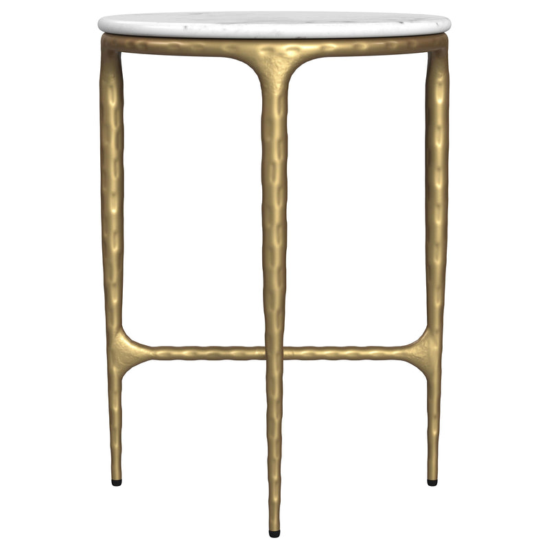 Baldwin Round Marble Top Side Table White and Gold - 930081