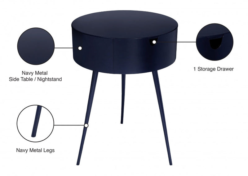 Bali Iron Side Table | Nightstand in Blue - 835Navy