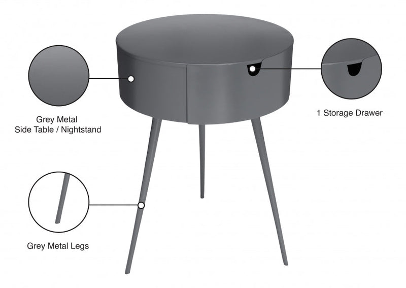 Bali Iron Side Table | Nightstand in Grey - 835Grey