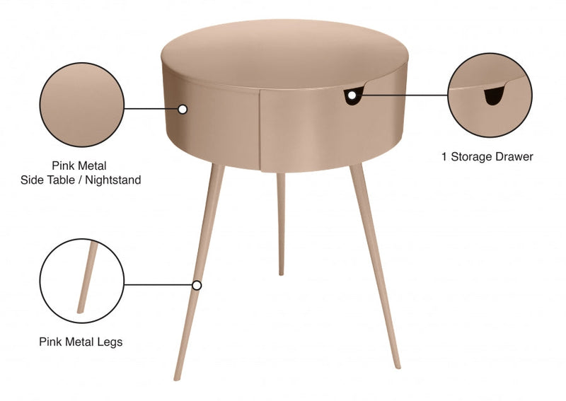 Bali Iron Side Table | Nightstand in Pink - 835Pink