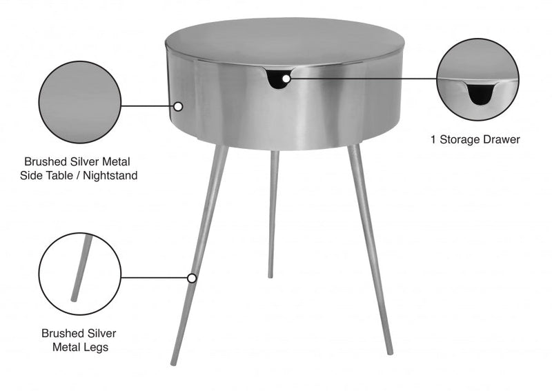 Bali Iron Side Table | Nightstand in Silver - 835Silver