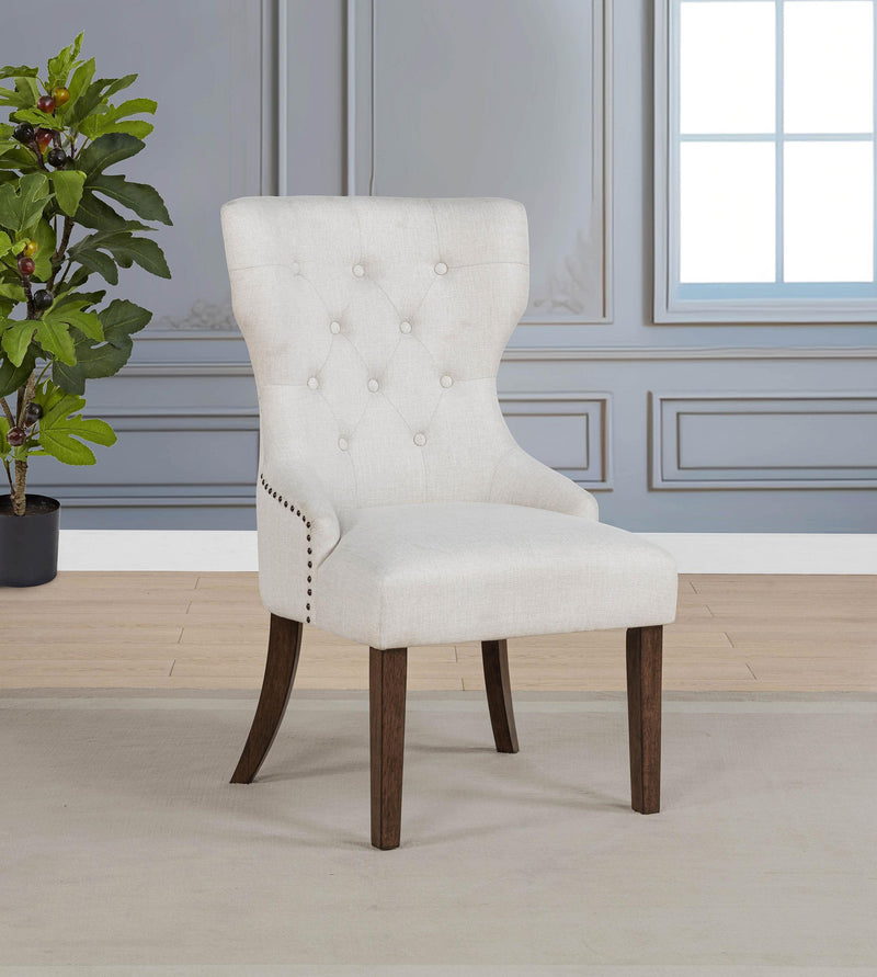 Baney Fabric Upholstered Dining Side Chair Cream and Dark Oak - 104507DOK