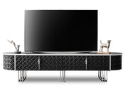 Barcelona Tv Stand Black - Silver - 130-BAR-TV-S