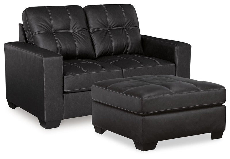 Barlin Mills Carbon Loveseat and Oversized Ottoman - 17004U3