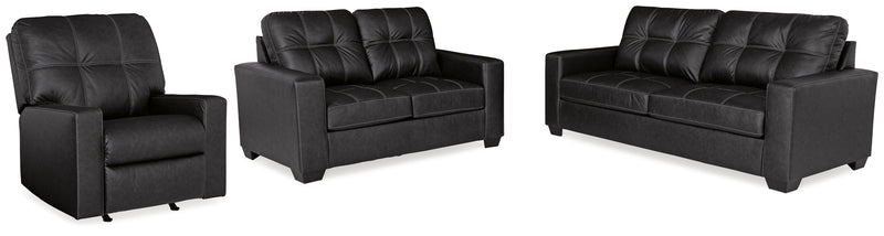 Barlin Mills Sofa, Loveseat and Recliner in Carbon - Gate FurnitureLiving Room Set