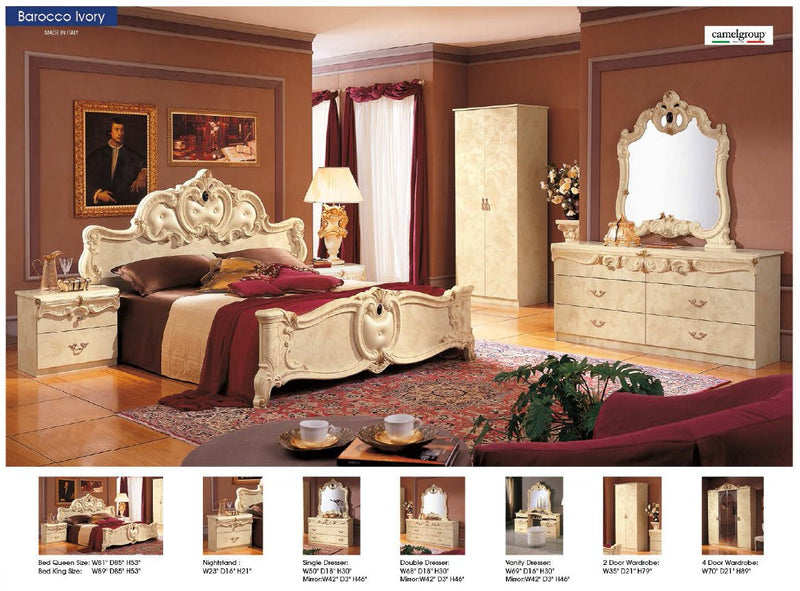 Barocco Bed Ivory, Camelgroup Italy Queen - Gate FurnitureQueen Bed