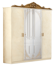 Barocco Ivory/Gold 4 Door Wardrobe Set - p10417