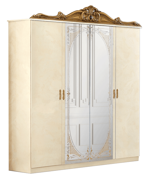 Barocco Ivory/Gold 4 Door Wardrobe Set - p10417