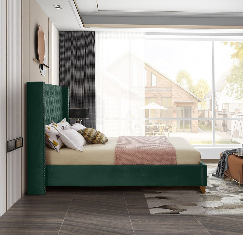 Barolo Velvet Full Bed Green - BaroloGreen-F