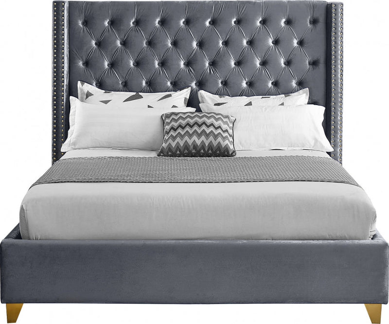 Barolo Velvet Full Bed Grey - BaroloGrey-F