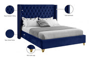 Barolo Velvet King Bed Blue - Gate FurnitureKing Bed