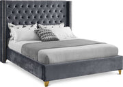 Barolo Velvet King Bed Grey - Gate FurnitureKing Bed