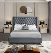Barolo Velvet King Bed Grey - Gate FurnitureKing Bed