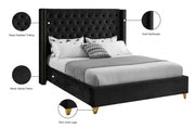 Barolo Velvet Queen Bed Black - Gate FurnitureQueen Bed