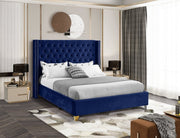 Barolo Velvet Queen Bed Blue - Gate FurnitureQueen Bed