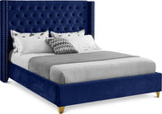 Barolo Velvet Queen Bed Blue - Gate FurnitureQueen Bed
