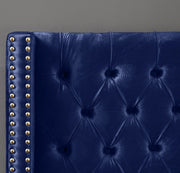 Barolo Velvet Queen Bed Blue - Gate FurnitureQueen Bed
