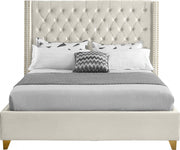 Barolo Velvet Queen Bed Cream - Gate FurnitureQueen Bed
