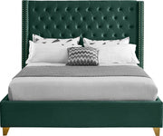 Barolo Velvet Queen Bed Green - Gate FurnitureQueen Bed