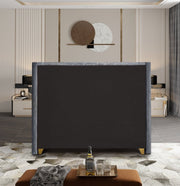 Barolo Velvet Queen Bed Grey - Gate FurnitureQueen Bed
