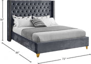 Barolo Velvet Queen Bed Grey - Gate FurnitureQueen Bed
