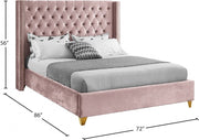 Barolo Velvet Queen Bed Pink - Gate FurnitureQueen Bed
