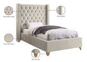 Barolo Velvet Twin Bed Cream - Gate FurnitureTwin Bed