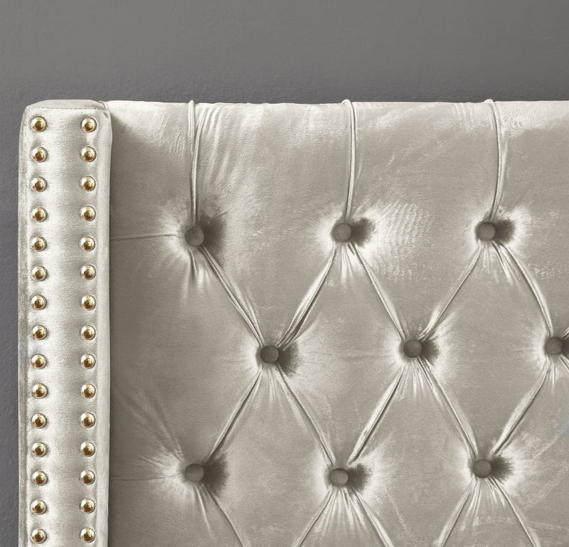 Barolo Velvet Twin Bed Cream - Gate FurnitureTwin Bed