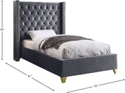 Barolo Velvet Twin Bed Grey - Gate FurnitureTwin Bed