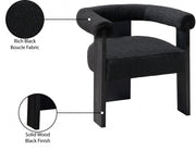 Barrel Boucle Fabric Upholstered Dining Chair in Black - 565Black-C