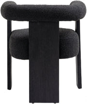 Barrel Boucle Fabric Upholstered Dining Chair in Black - 565Black-C