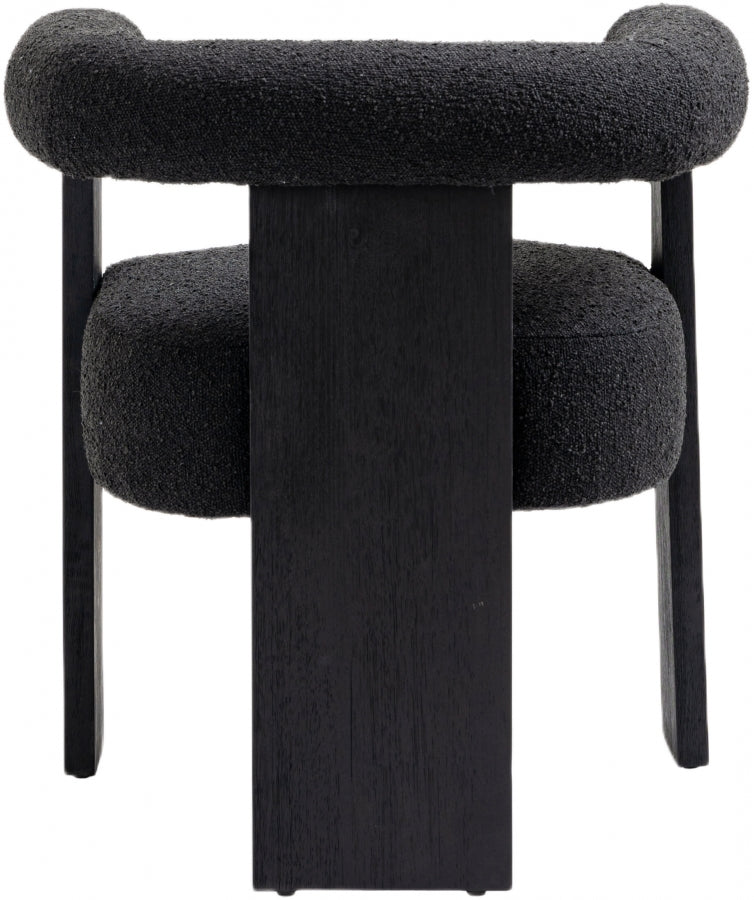 Barrel Boucle Fabric Upholstered Dining Chair in Black - 565Black-C