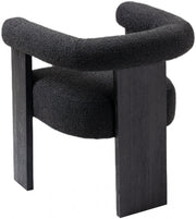 Barrel Boucle Fabric Upholstered Dining Chair in Black - 565Black-C