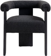 Barrel Boucle Fabric Upholstered Dining Chair in Black - 565Black-C