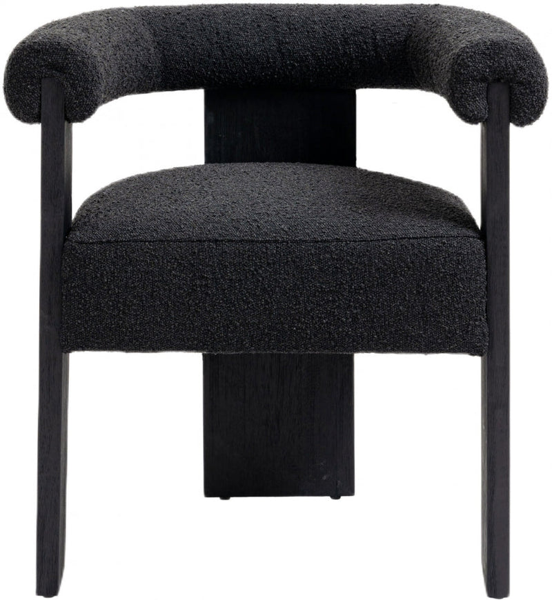 Barrel Boucle Fabric Upholstered Dining Chair in Black - 565Black-C