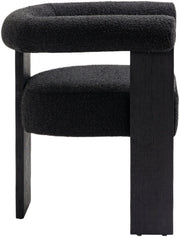 Barrel Boucle Fabric Upholstered Dining Chair in Black - 565Black-C