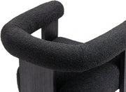 Barrel Boucle Fabric Upholstered Dining Chair in Black - 565Black-C
