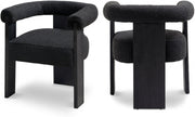 Barrel Boucle Fabric Upholstered Dining Chair in Black - 565Black-C