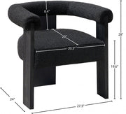 Barrel Boucle Fabric Upholstered Dining Chair in Black - 565Black-C