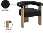 Barrel Boucle Fabric Upholstered Dining Chair in Black - 566Black-C