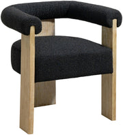 Barrel Boucle Fabric Upholstered Dining Chair in Black - 566Black-C