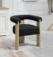Barrel Boucle Fabric Upholstered Dining Chair in Black - 566Black-C