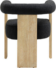 Barrel Boucle Fabric Upholstered Dining Chair in Black - 566Black-C