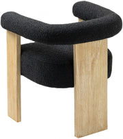 Barrel Boucle Fabric Upholstered Dining Chair in Black - 566Black-C