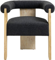 Barrel Boucle Fabric Upholstered Dining Chair in Black - 566Black-C