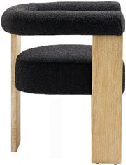 Barrel Boucle Fabric Upholstered Dining Chair in Black - 566Black-C