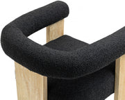 Barrel Boucle Fabric Upholstered Dining Chair in Black - 566Black-C